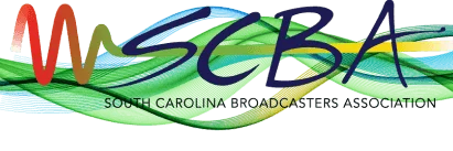 SCBA logo with colorful wave design and text: South Carolina Broadcasters Association.